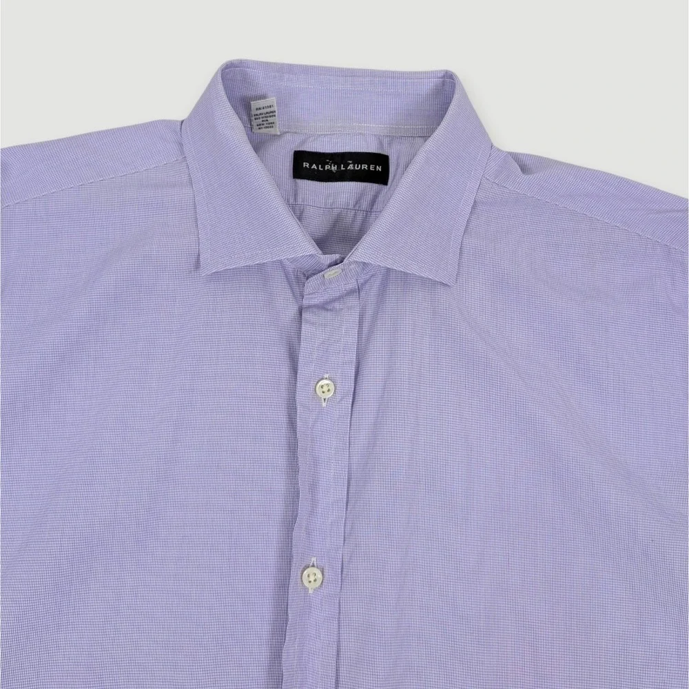 Ralph Lauren Black Label Dress Shirt Mens 17 Purple Made in Italy‎ Luxury Cotton